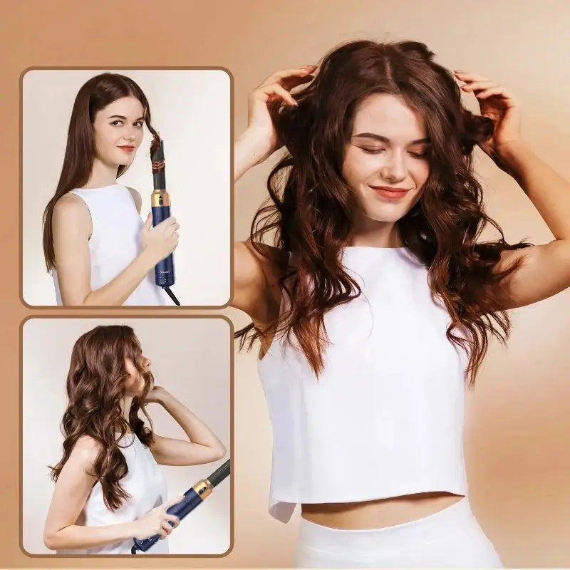Simples Market 5-in-1 hair styler set in blue with gold accents; ionic dryer, hot comb, straightener
