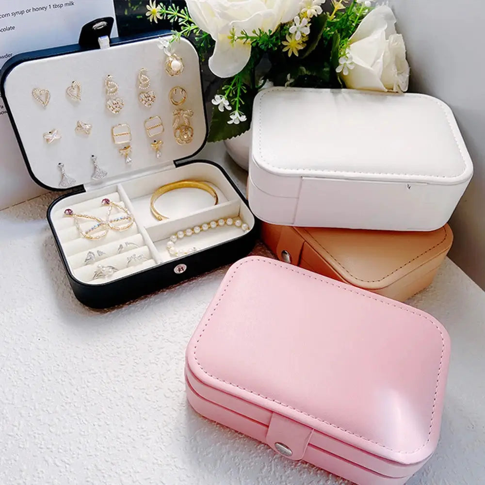LuxCarry Portable Jewelry Storage Box For Travel Waterproof PU Leather Organizer With Large Capacity