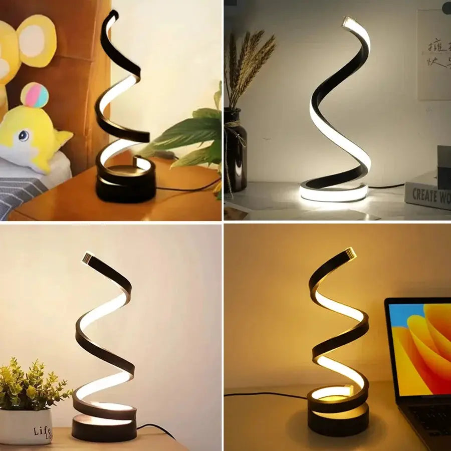 LuminaGlow Spiral LED Table Lamp Dimmable Night Light For Bedside, Office, And Living Room Decor