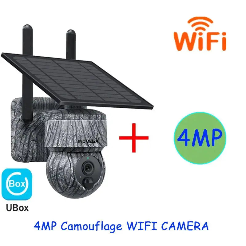 INQMEGA camouflage WIFI solar camera with solar panel, 4MP resolution