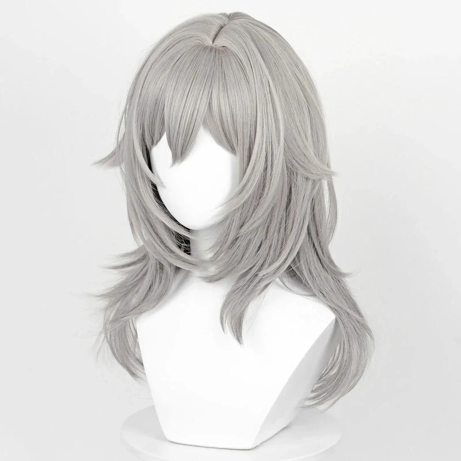 Cosplay wig gray synthetic hair, layered long with bangs for Trailblazer Caelus Stelle cosplay