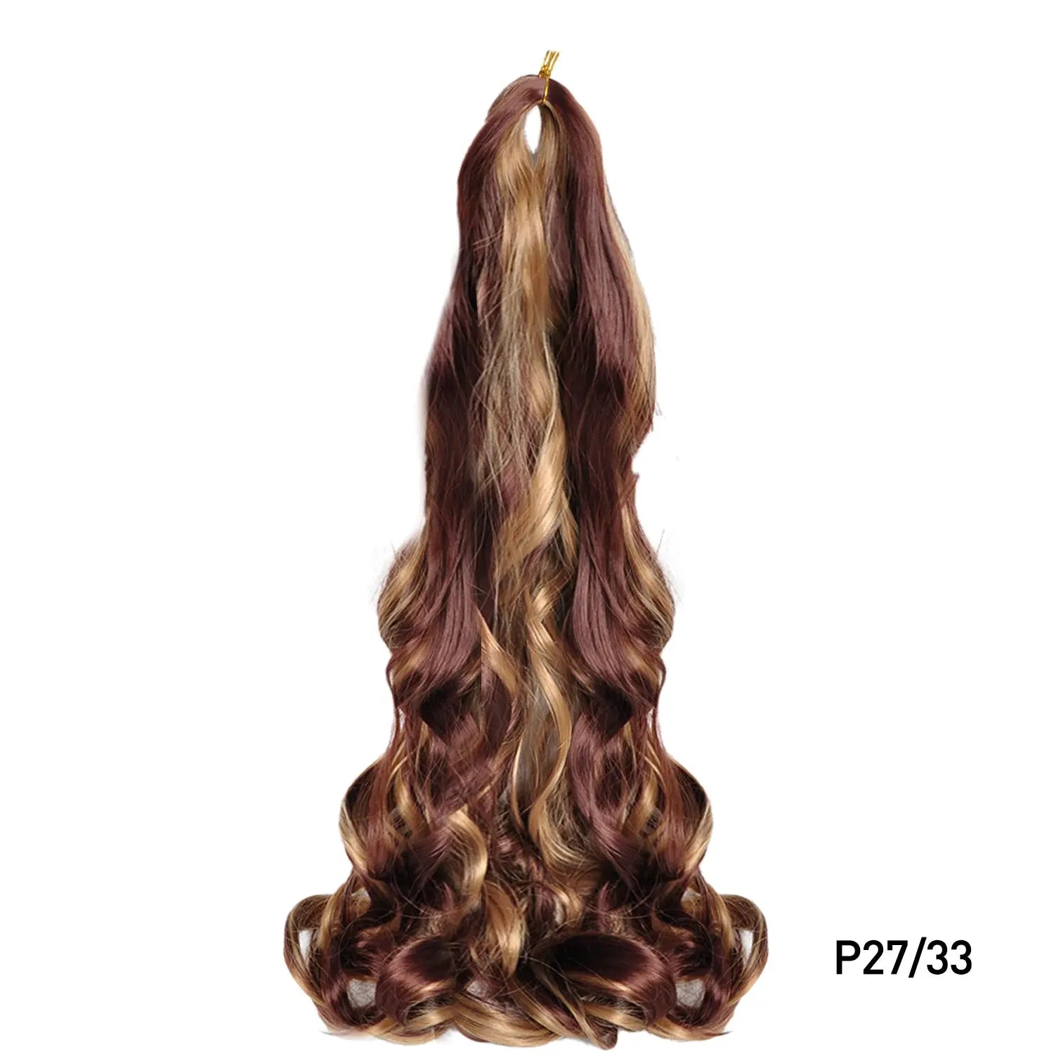 Simples Market French Curls braiding hair, 24in synthetic spiral curls with burgundy and blonde highlights