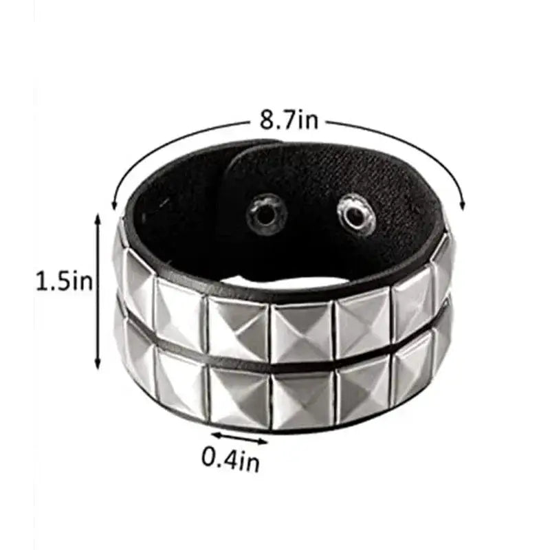 Punk Fashion Black Leather Cuff Bracelet with Metal Rivets and Studs for Men and Women Rock Gothic Jewelry 2024