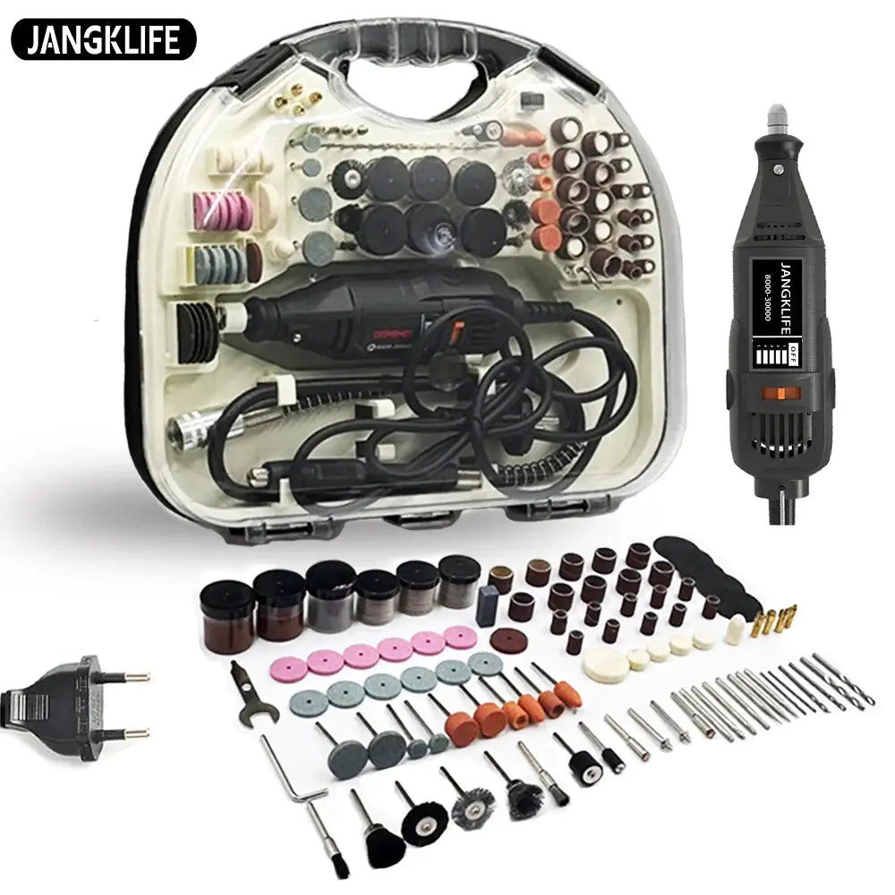 JANGKLIFE 110 220V High Power Multi Function Electric Grinder Polishing Drilling Cutting Engraving 211 Accessory Set