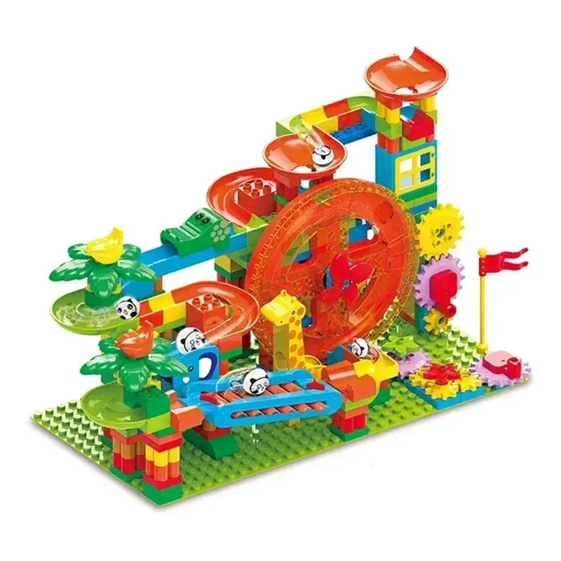 Big Size Building Blocks Marble Race Run Maze Educational Toy For Kids With Large Bricks And Ball Chute Giraffe Gift