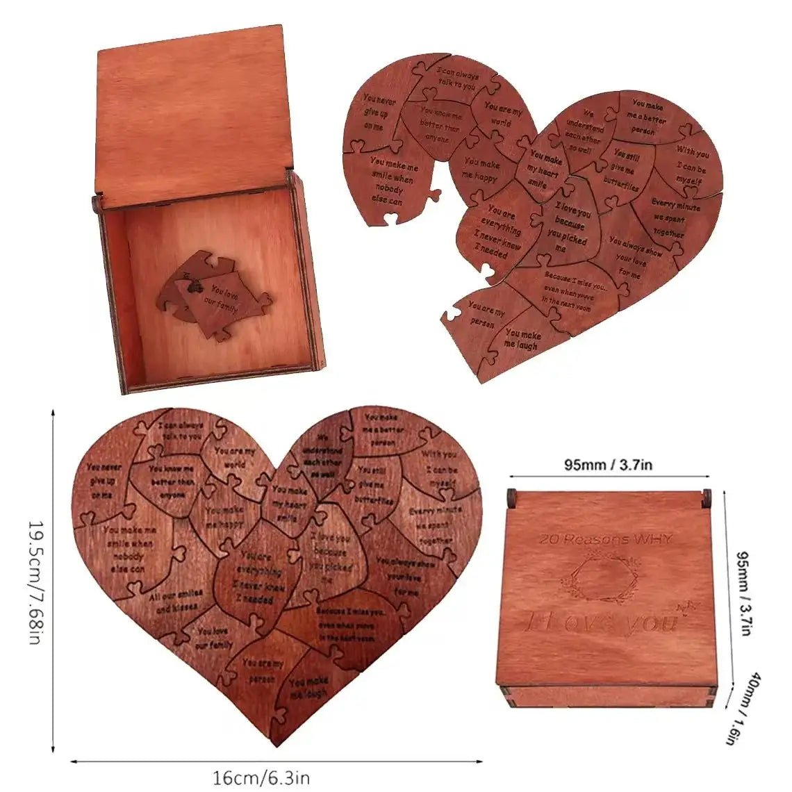 Wooden Puzzle 20 Reasons Why I Love You Engraved Gift For Home Decor And Sentimental Valentines Day Mothers Day Gift - Simples Market