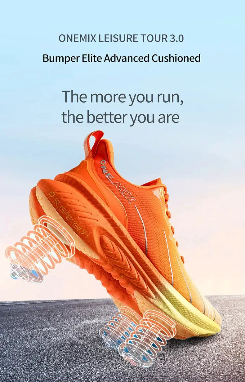 ONEMIX cushioning running shoe for men, orange, Simples Market athletic sneaker with non-slip sole