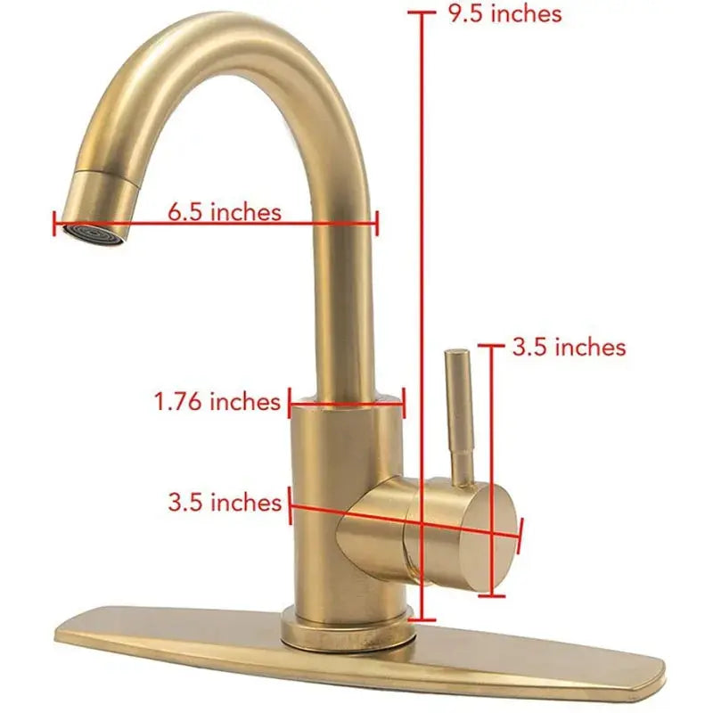 Brushed gold 304 stainless steel kitchen/basin faucet with swivel spout and single lever handle