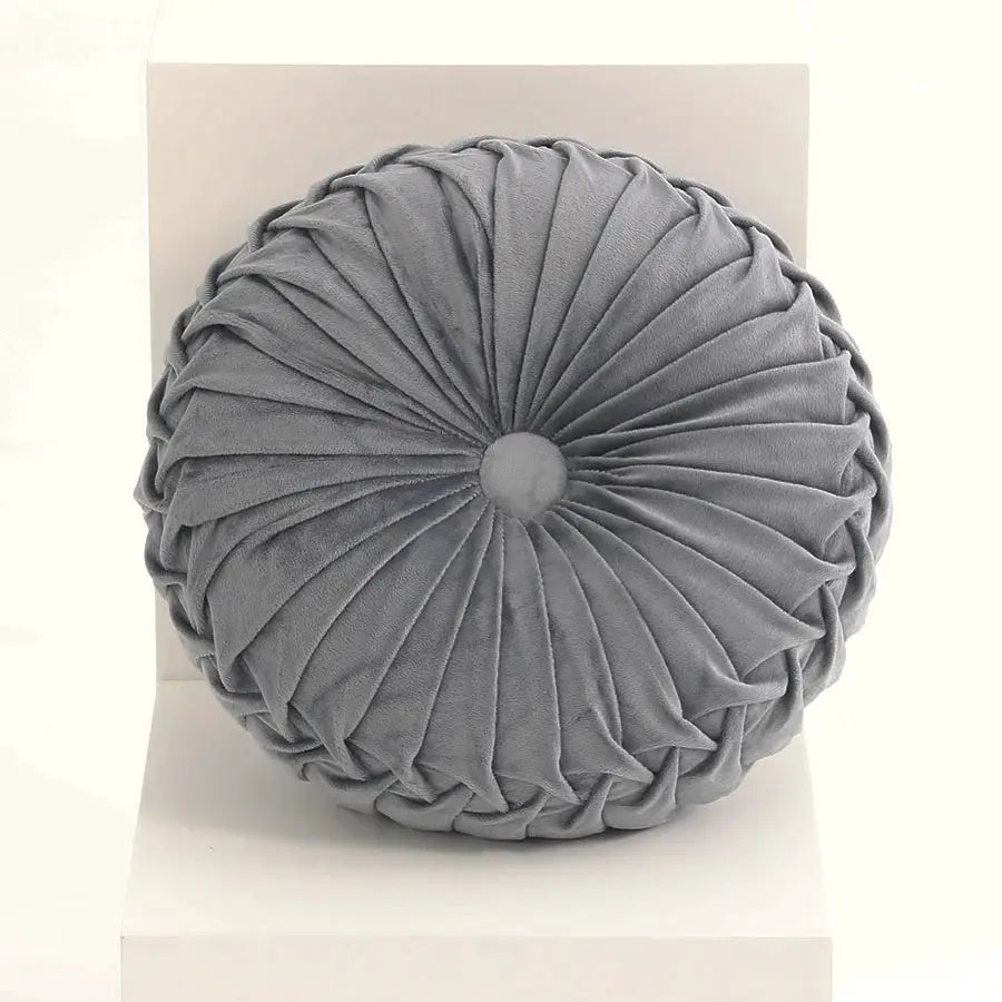 Throw pillow Simples Market, gray velvet, hand-sewn pleated 3D pumpkin lumbar cushion.