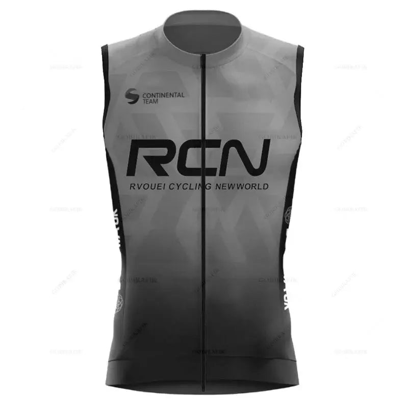 RCN cycling windproof sleeveless vest in gray gradient with full front zipper