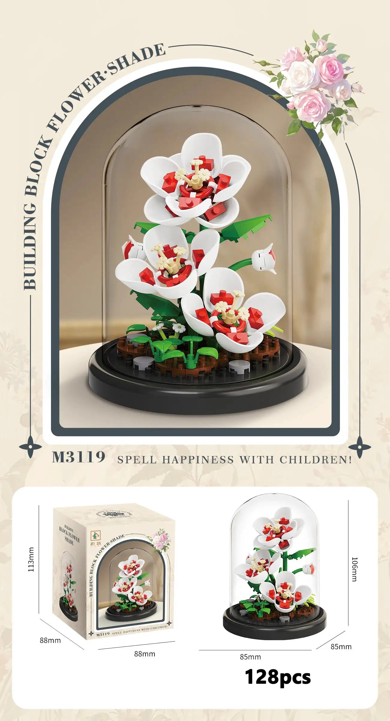 Eternal Flower Bouquet Bonsai Potted Plant Micro Building Blocks Model Decor Puzzle Toys Kids Birthday Christmas Gifts