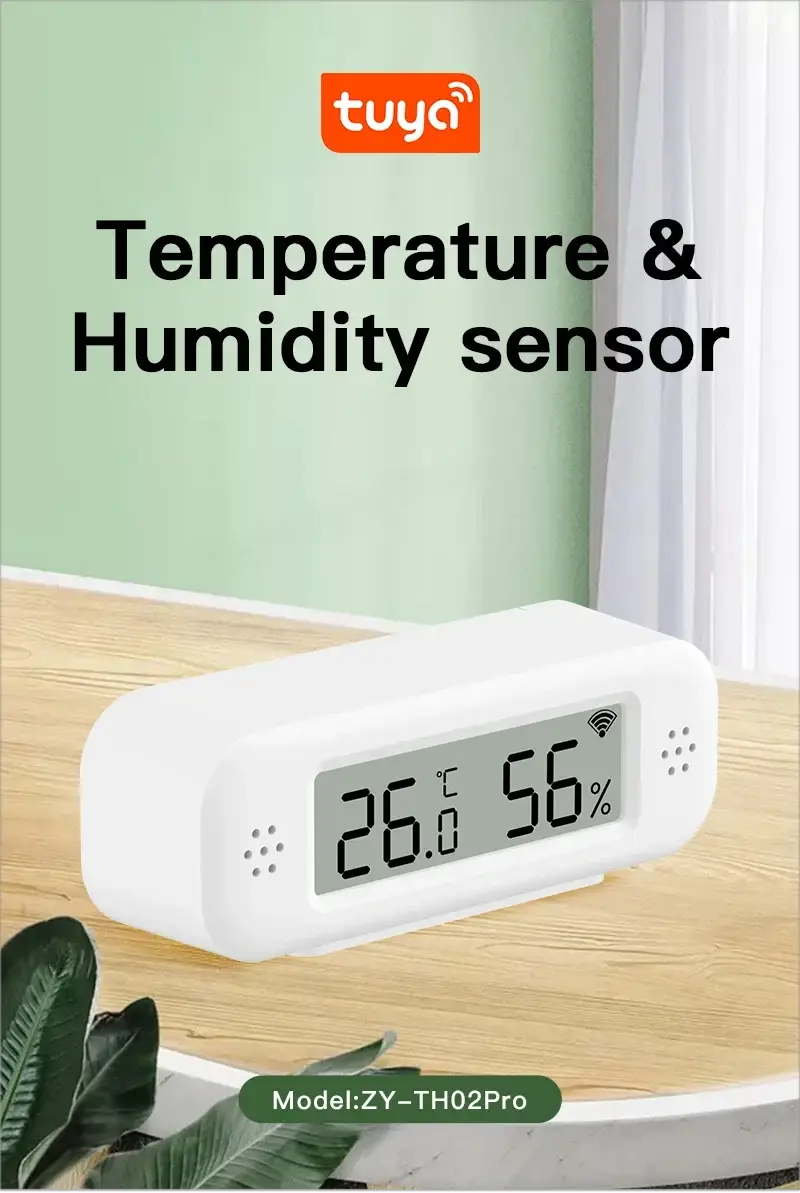 Tuya WiFi mini temperature and humidity thermometer, white digital hygrometer with model ZY-TH02Pro