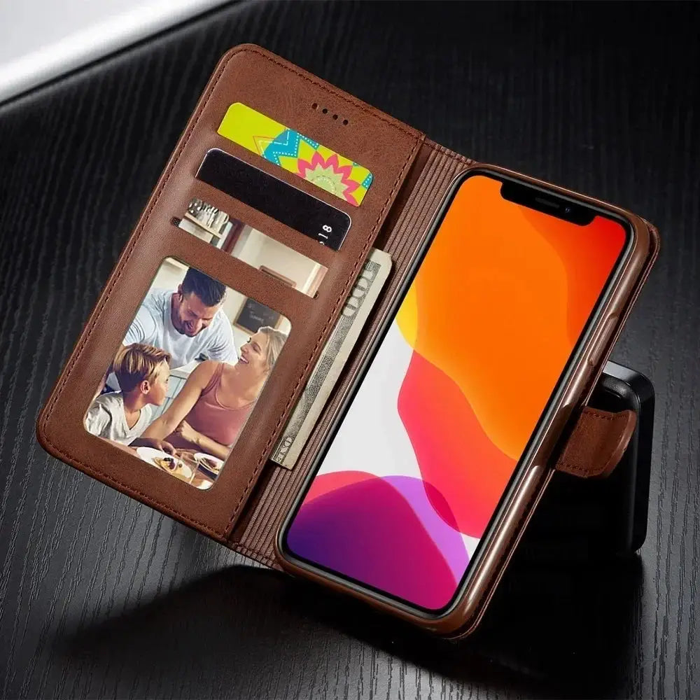 LuxWallet Leather Wallet Case For IPhone All Models With Card Slot Flip Cover And TPU Inner Protection