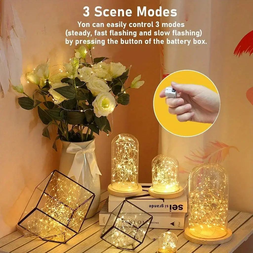 10 Pack Waterproof Copper Wire Mini Fairy Lights Outdoor Battery Powered With 3 Speed Modes For Christmas Decorations