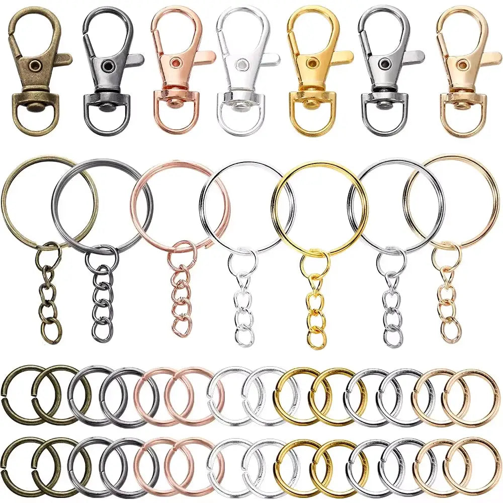 70 Piece Swivel Snap Hook And Key Ring Set With Jump Rings For DIY Keychains Lanyards Jewelry Making Supplies