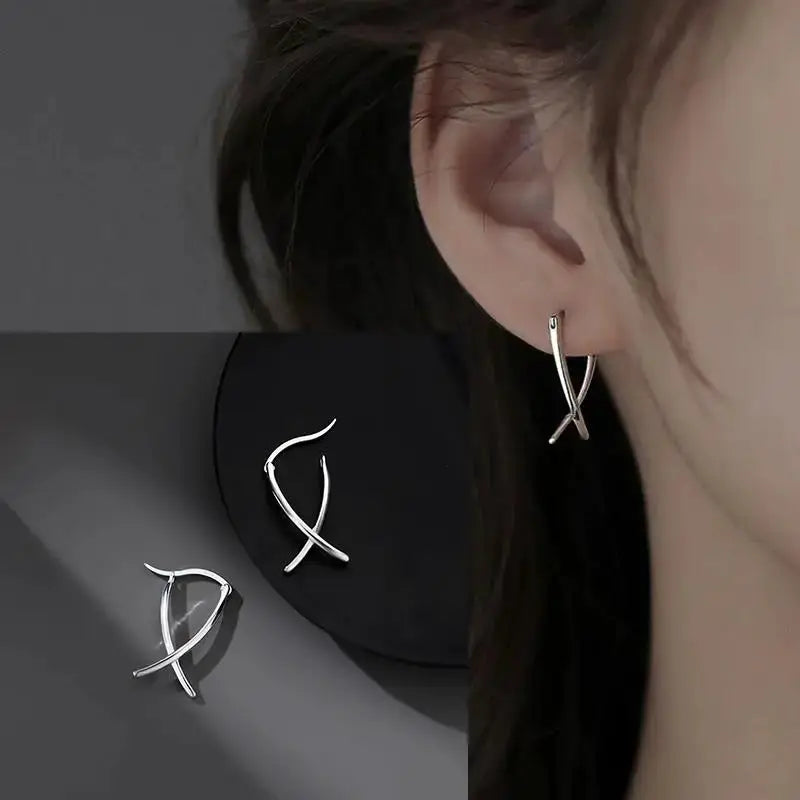 925 Sterling Silver Star Hoop Earrings For Women And Girls Trendy Original Hip Hop Style Jewelry Gift