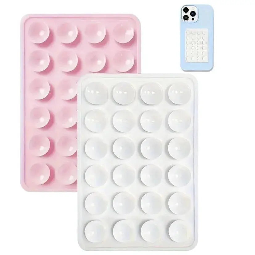 GripTech Silicone Suction Phone Holder Mat Multifunctional Wall Stand With 24 Square Suction Cups For Secure Mounting