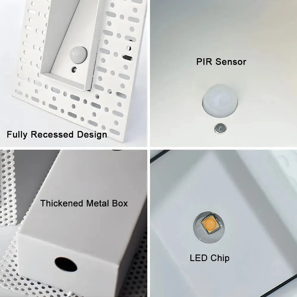 Simples Market SANDIY sensor wall sconce lamp, recessed frameless step light with PIR motion sensor and LED chip, 3W.