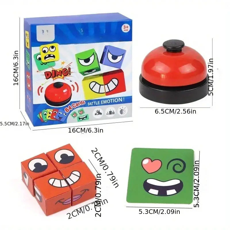 Kids Face Change Cube Game Montessori Expression Puzzle Building Blocks Educational Toy For Early Learning
