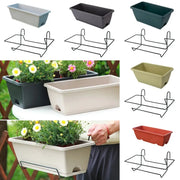 Simples Market balcony planter set with tray and hanging rack; rectangular plastic troughs in assorted colors