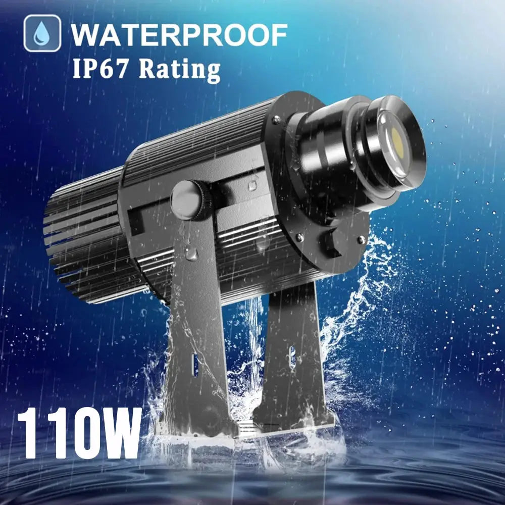 Gobo projector light 110W, waterproof IP67 outdoor rotating logo spotlight by Simples Market
