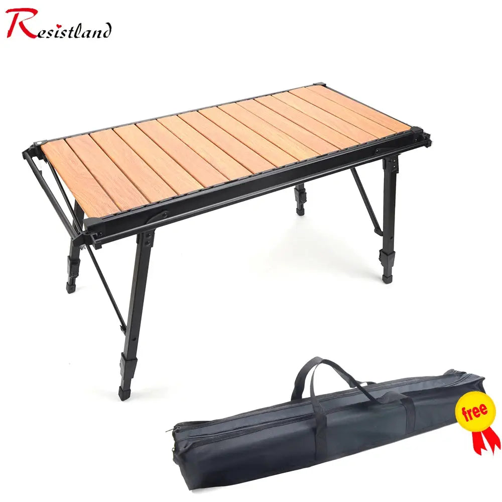 Camping Folding IGT Wood Table With Gas Stove Portable Lightweight Camp Bbq Grill Table For Outdoor Picnics Fishing