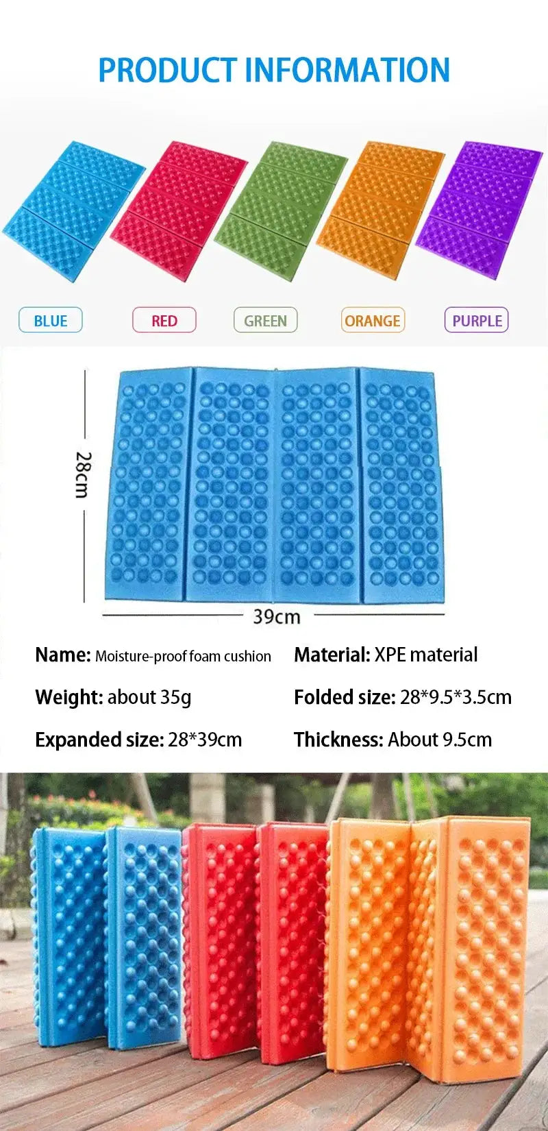 Honeycomb Massage Mat 6-Fold XPE cushion; moisture-proof foam pad set of 5 colorful mats by Simples Market