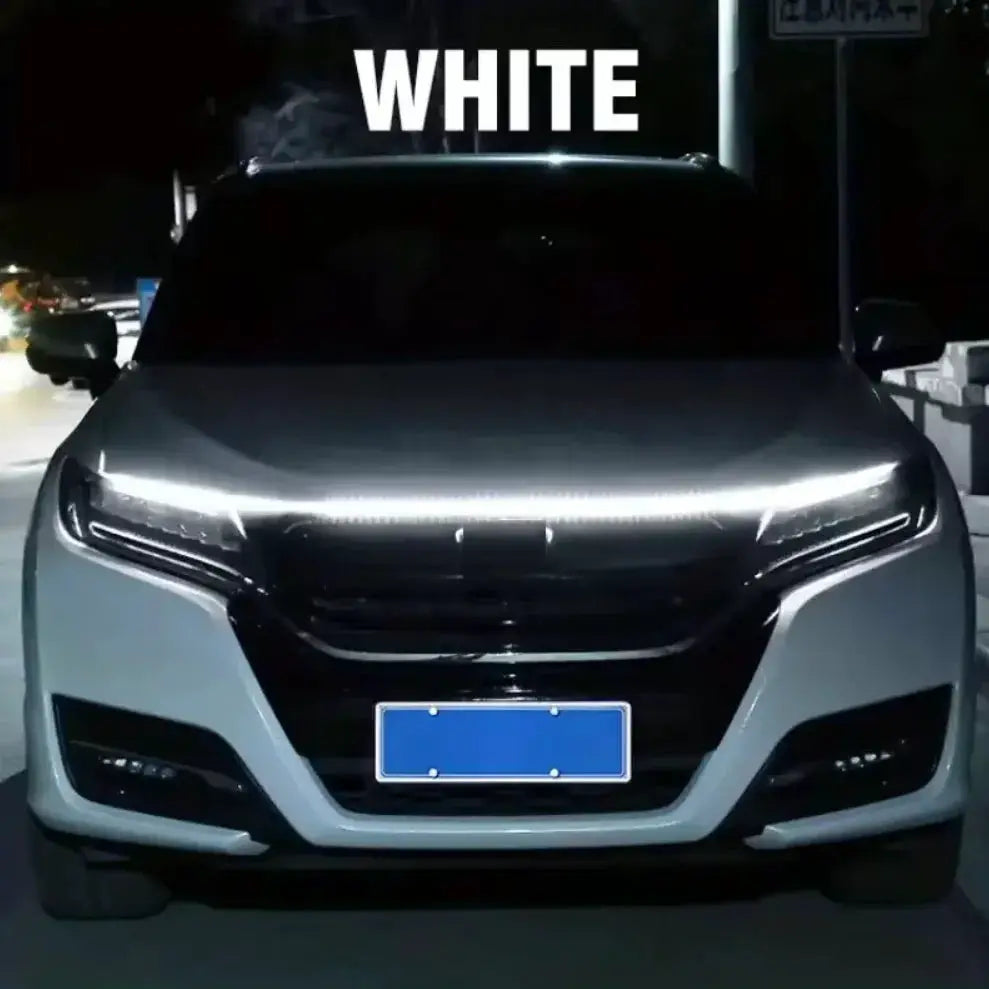 Dynamic meteor LED car hood light strip by Simples Market, white universal fit