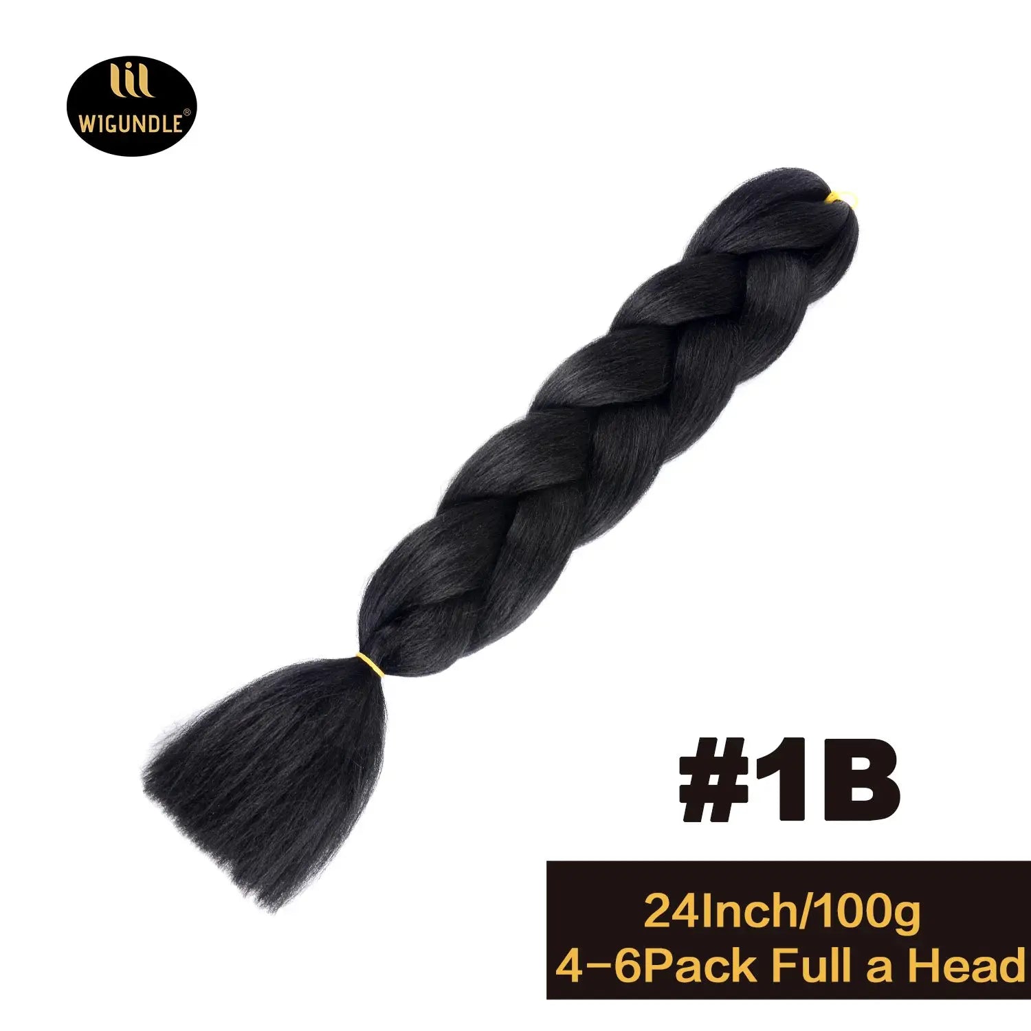 24-inch jumbo braid extensions in black Kanekalon synthetic hair; Wigundle logo visible