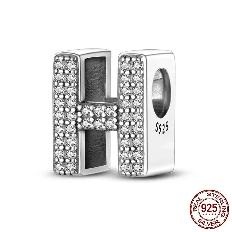 26 Alphabet Beads A To Z 925 Sterling Silver Love Charm Fit Original Bangle Charms Bracelet CZ Zircon Jewelry