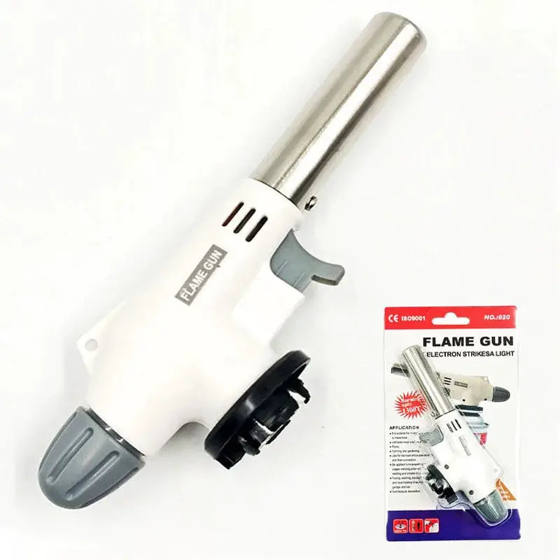 Flame gun torch by Simples Market, white plastic handheld butane torch with metal nozzle