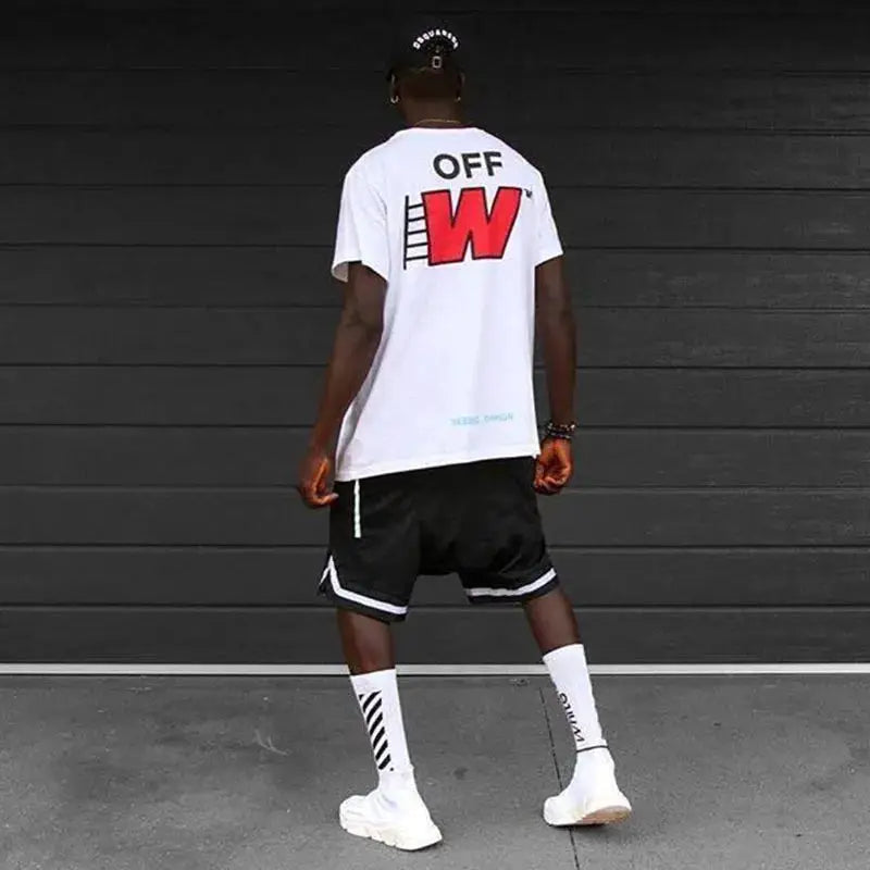 Men's black mesh quick-dry basketball shorts with white trim for casual athletic wear