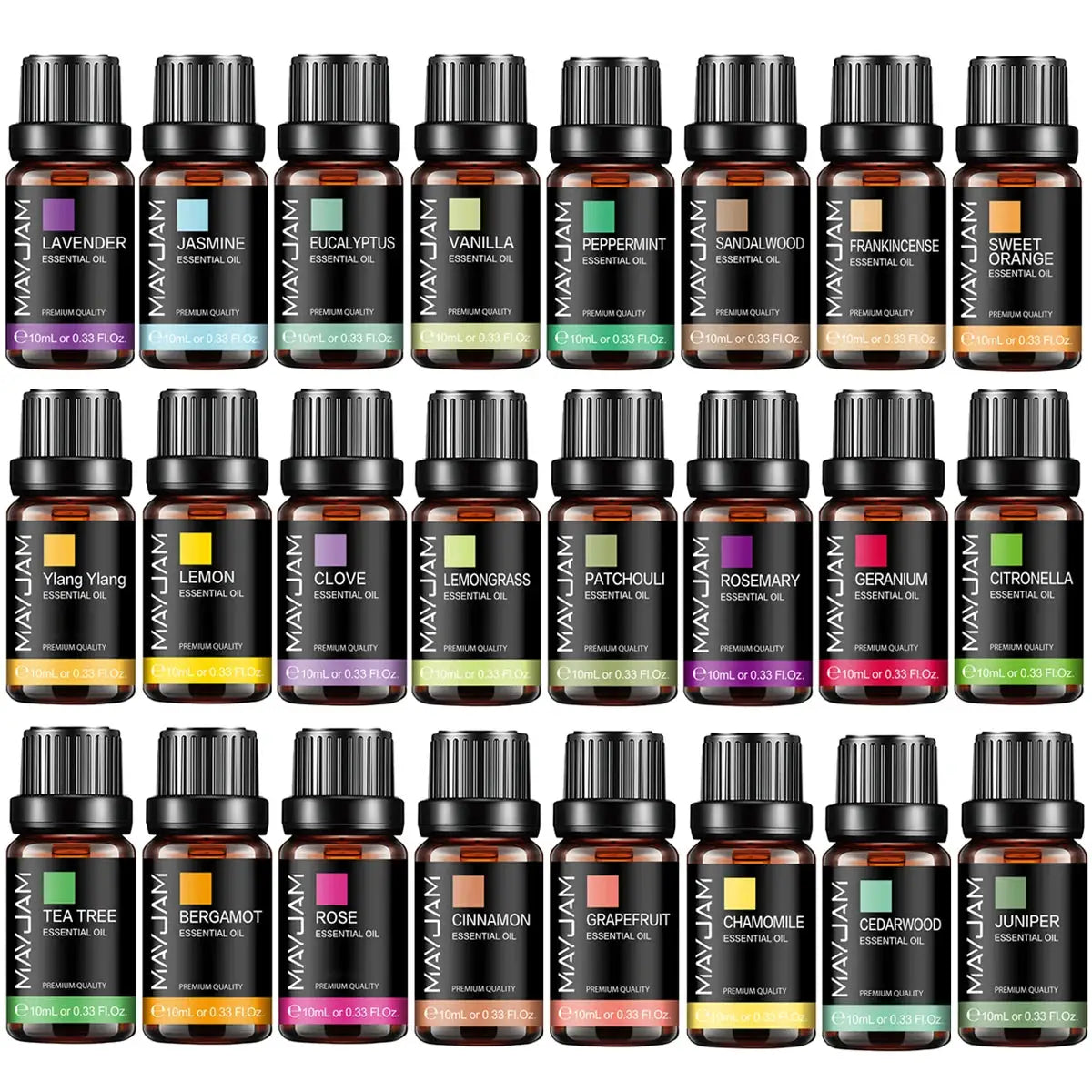 MAYJAM 10ML Essential Oil Set Lavender Jasmine Eucalyptus Vanilla Sandalwood Bergamot Citronella Cinnamon Fragrance Oil