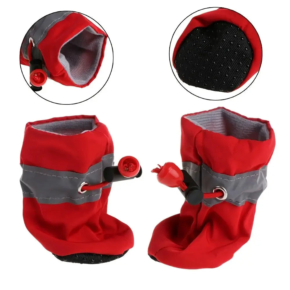 4 Pack Water Resistant Dog Shoes For Small Dogs Outdoor Rain Boots Protect Paws Keep Dry