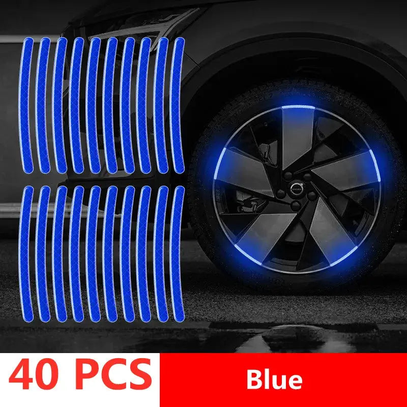 Car Wheel Hub Reflective Stripes Door Handle Safety Warning Sticker Rear Warning Tape Exterior Accessories