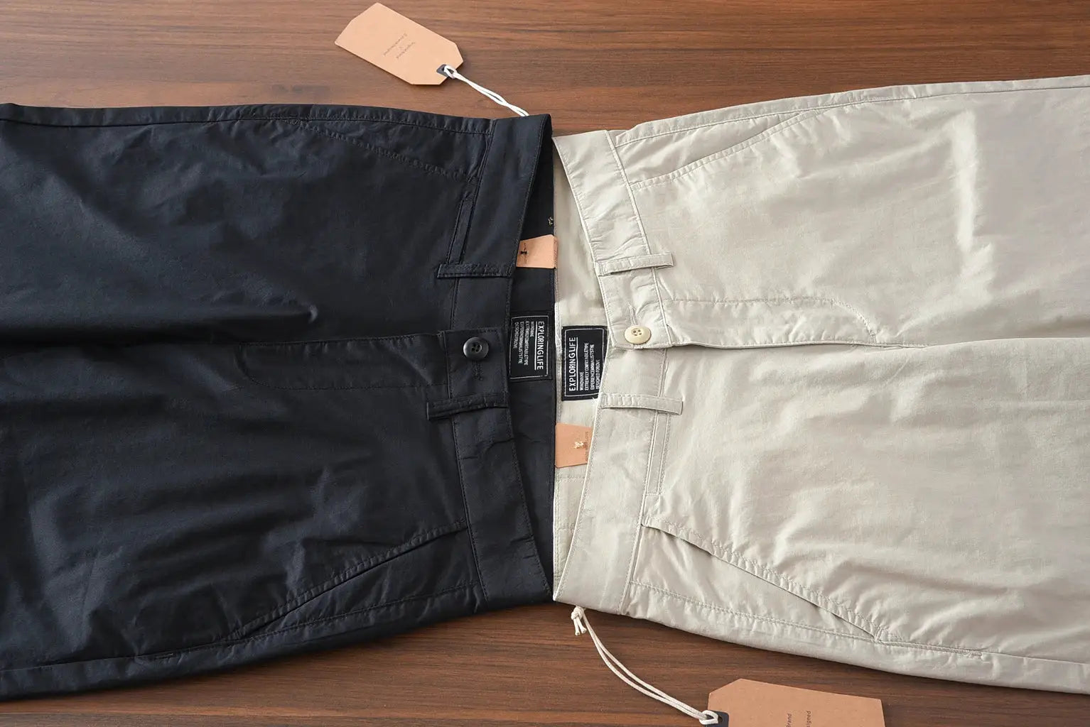 Simples Market chinos: black and beige, 97% cotton, slim straight casual pants, 2 pairs