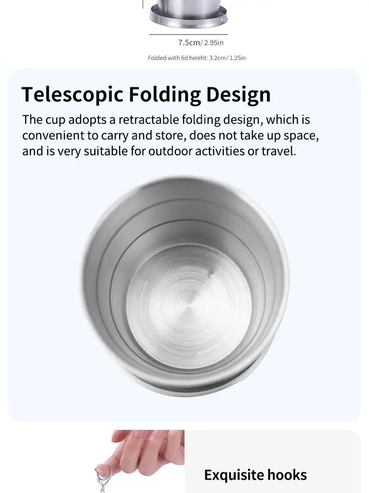 Simples Market telescopic folding stainless steel camping cups, portable drinking cups