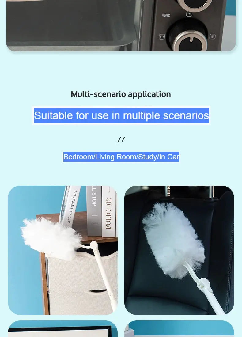 Extended pole dust collector by Simples Market with white fluffy disposable fiber cloth head