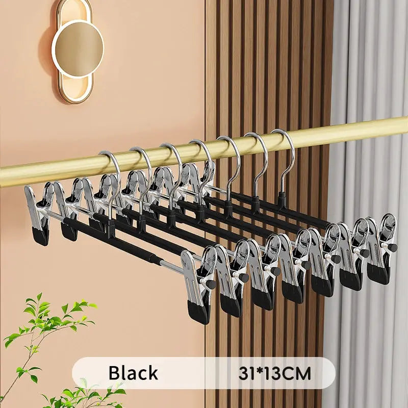 ClosetEase Five Pieces Adjustable Pants And Skirt Hangers With Non Slip Clips For Women Secure Grip To Prevent Slips