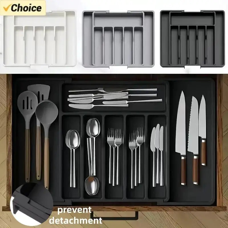 Upgradation Adjustable Flatware And Tableware Organizer Plastic Multifunction Drawer Organizer For Kitchen Utensils