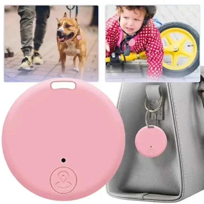 GPS tracker pink circular anti-lost device Simples Market, Bluetooth 5.0, for pets, bags, wallets