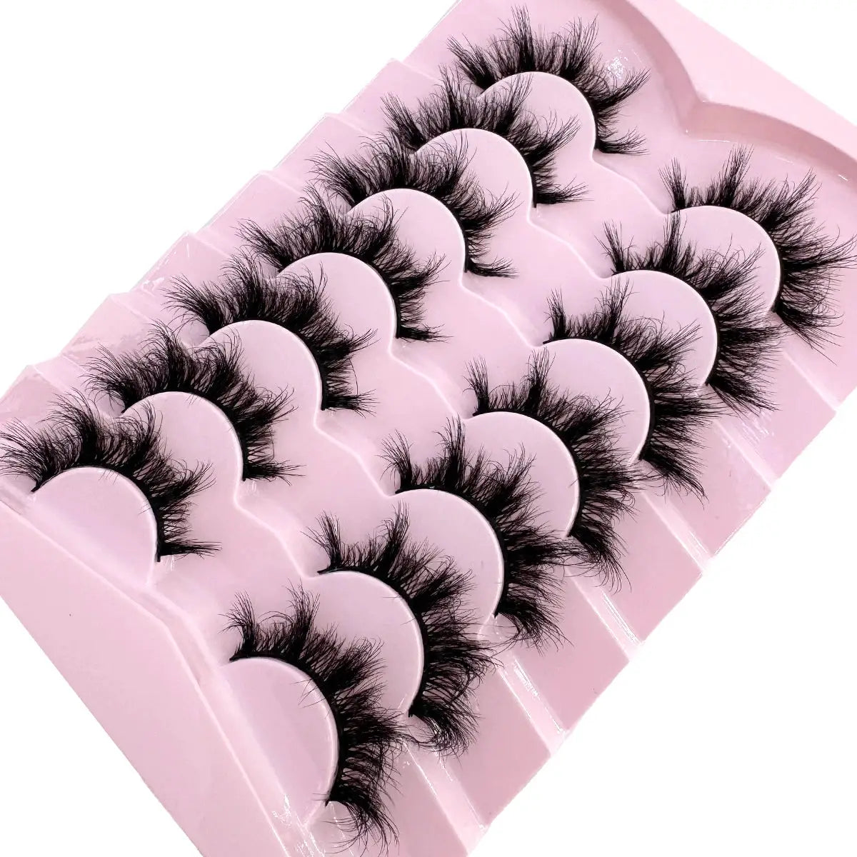 HBZGTLAD 7 Pair Faux Mink Lashes Fluffy Natural Look False Eyelashes Volume Wispy Crossed Thick Fox Eye Cat Eye