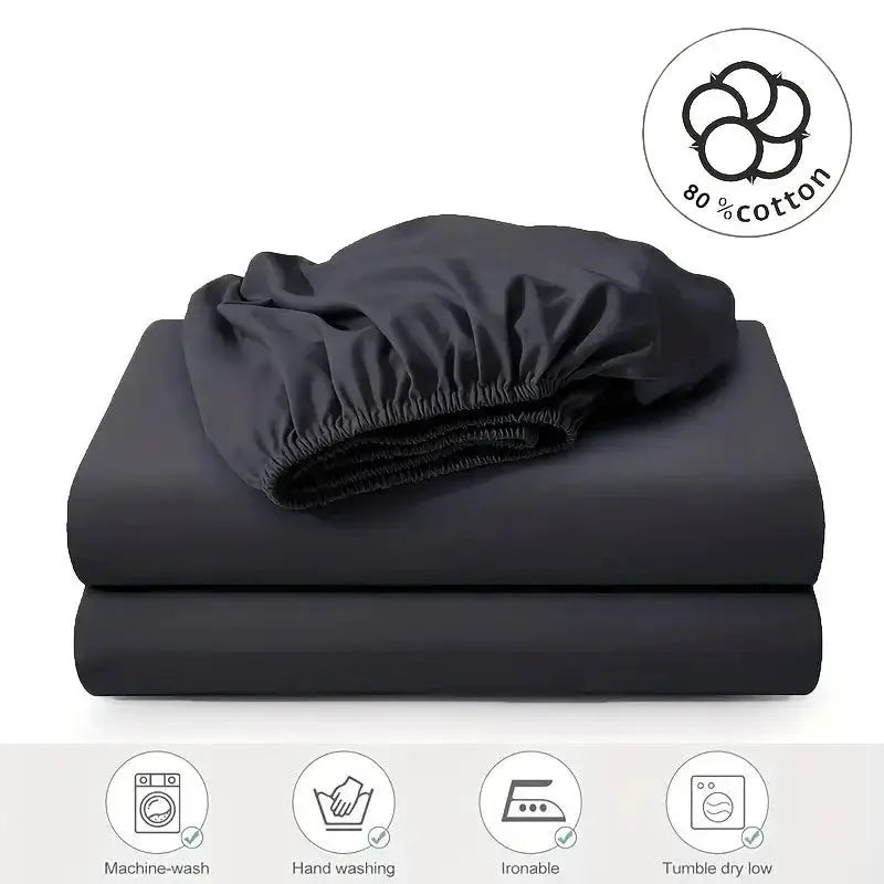 Simples Market 80% cotton fitted sheet, 30cm deep pocket, charcoal gray, breathable and comfortable mattress cover