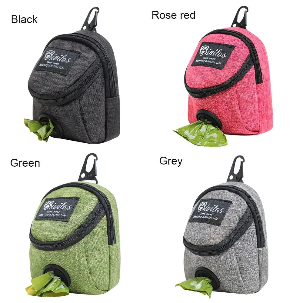Pet treat pouch and poop bag dispenser set by Simples Market, 4-pack of outdoor dog training bags with carabiner.