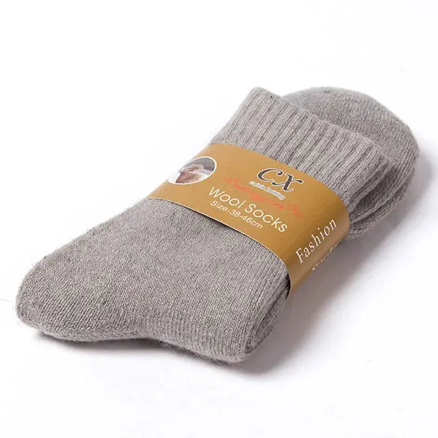 Unisex Merino Wool Winter Thermal Plush Snow Socks For Men And Women Solid Color