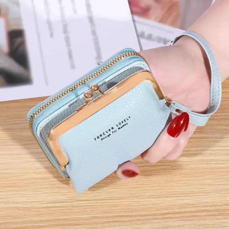LumaLux Zero Wallet Womens Wrist Strap Card Holder With Large Capacity And Coin Clip Durable PU Material