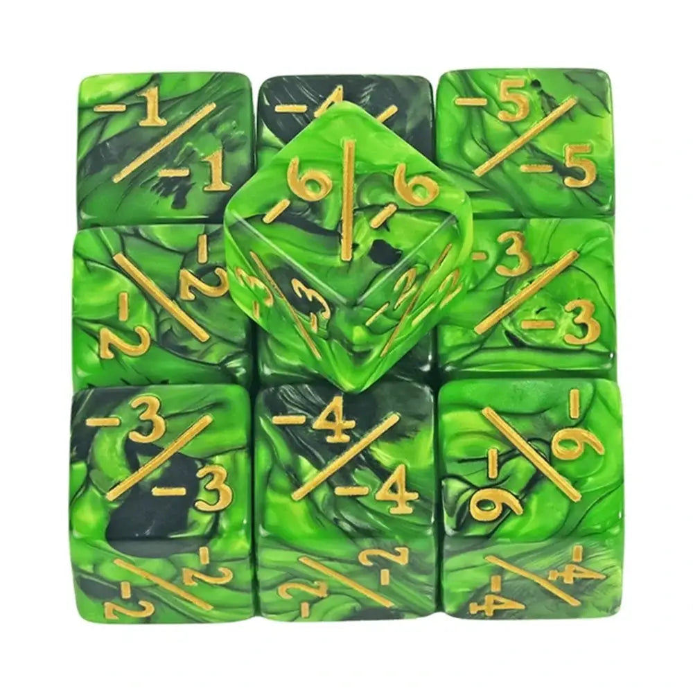 Ten Piece D6 Dice Counters Set With Plus One And Minus One Marks For Math Teaching And Card Game Accessories