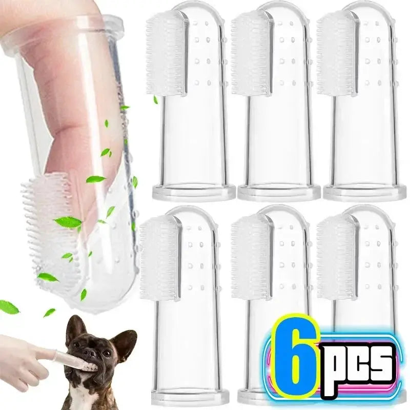 Soft Silicone Finger Cuff Pet Toothbrush for Dogs and Cats Gentle Teeth Cleaning for Bad Breath and Tartar Control