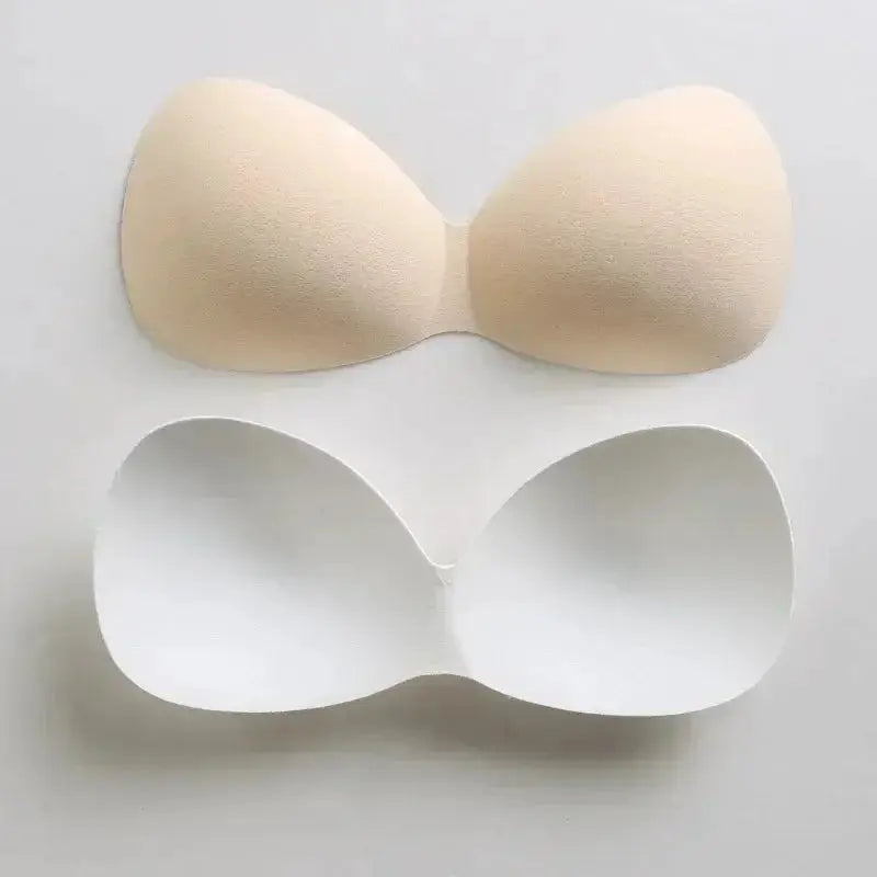 Foam bra pads, 1 pair, beige and white, swimsuit padding inserts for chest cups