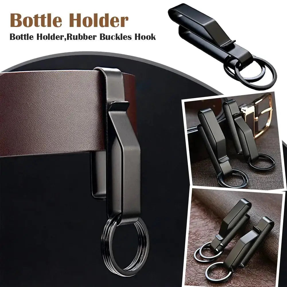 Simples Market stainless steel waist hook MOLLE key clip with ring, black belt buckle; set of 2